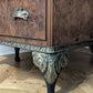 Solid walnut chinoisorie burr wood black gold bureau desk drawers