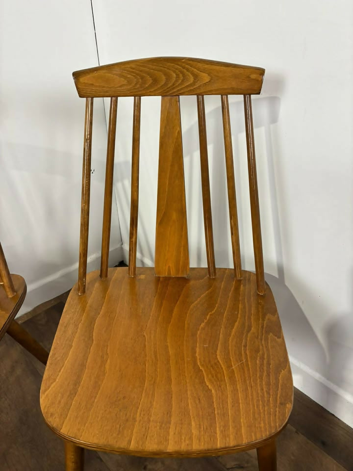 Set of Four Rodanski Mid Century Danish Style Stick-Back Dining Chairs