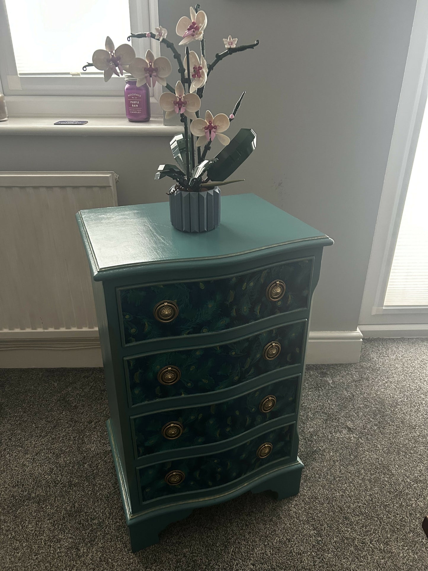 ***SOLD*** Antique Solid Wood Upcycled Decoupaged Serpentine Drawers