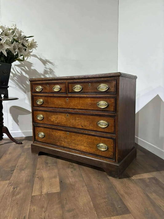 George III Oak & Mahogany Crossbanded Chestv