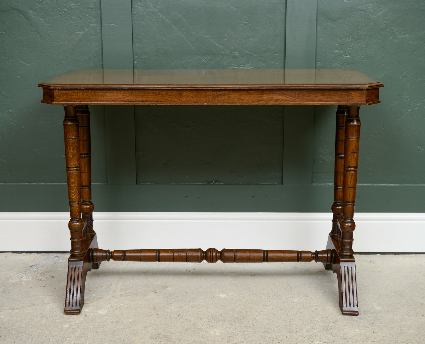 Antique Solid Oak Console Table - Medium Golden Finish