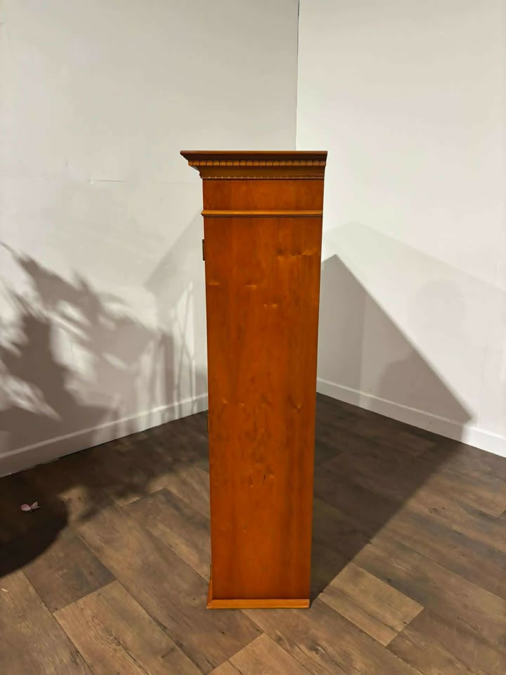 Yew Wood Display Cabinet With Glass Shelves