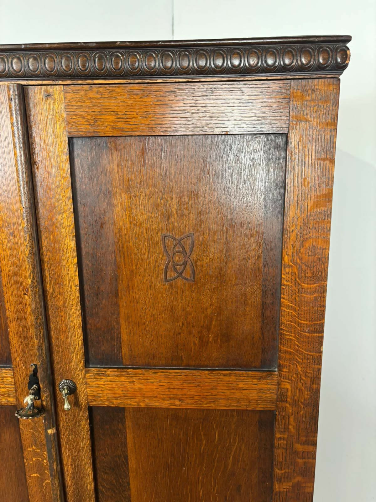 Vintage Oak Fitted Gentleman’s Wardrobe – Original Labelled Interior