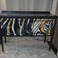 Upcycled Black Sideboard TV Stand with Zebra Print Doors | Gold Leaf Feet | Statement Cabinet | Opus Equus