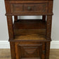Bedside Table Antique French Marble Top Oak Cabinet Carved Cupboard LOT 6352