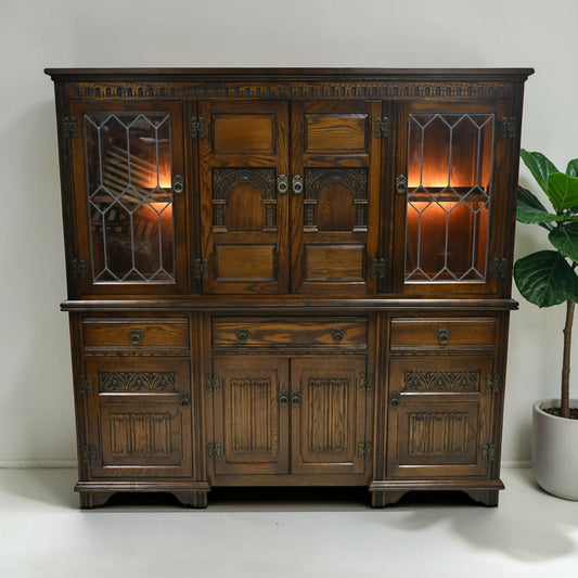 Old Charm Gothic Buffett Sideboard Storage 2 Piece Light Oak FREE UK Delivery.