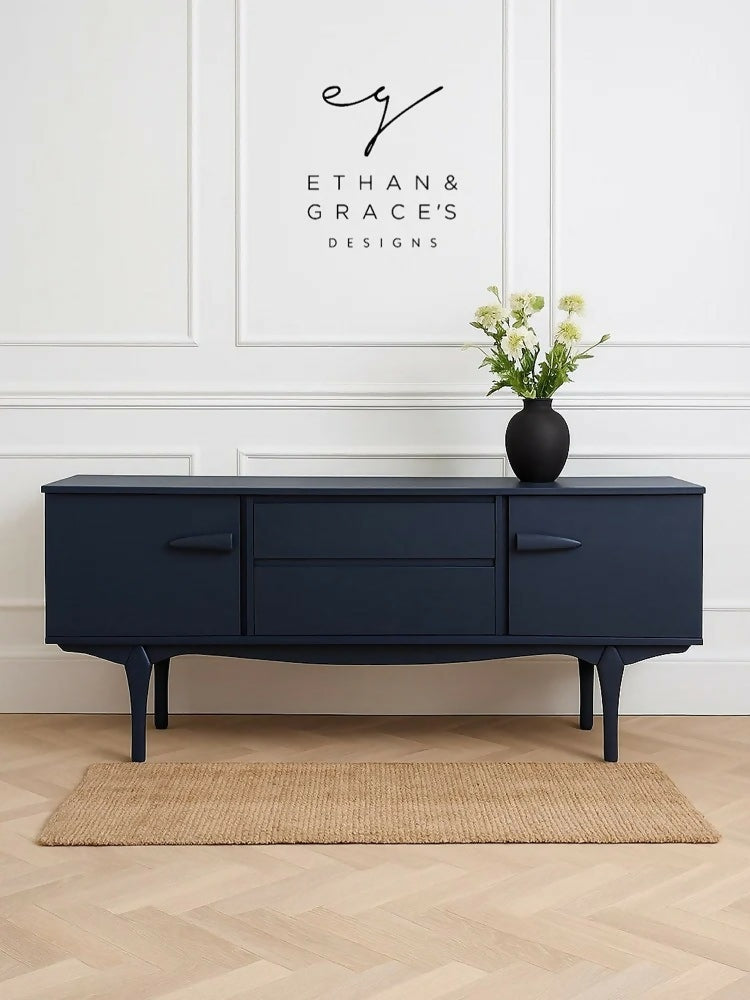 Dark Matt blue teak vintage sideboard