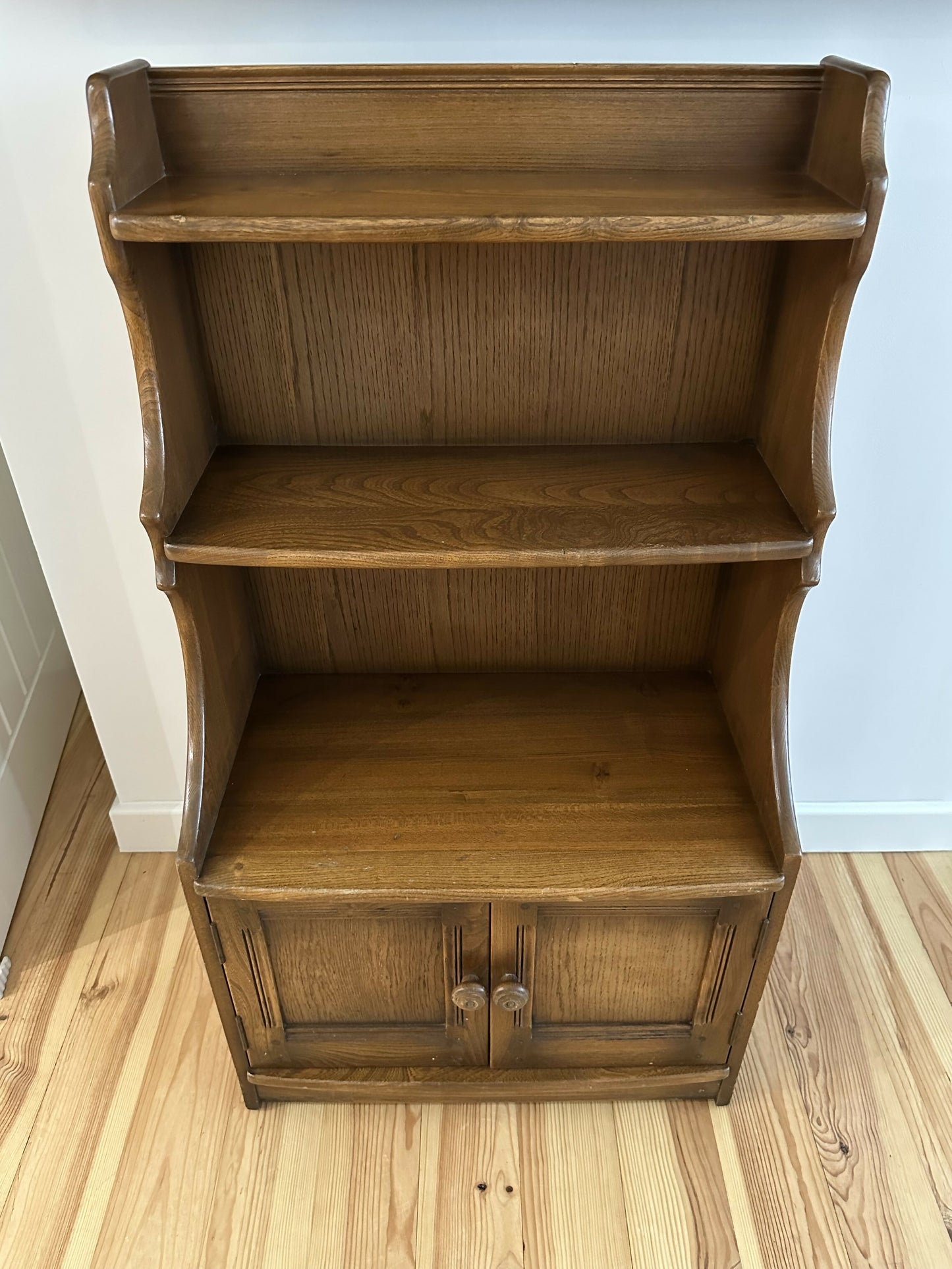 Ercol Waterfall Bookcase Elm Cupbard Vintage Ercol