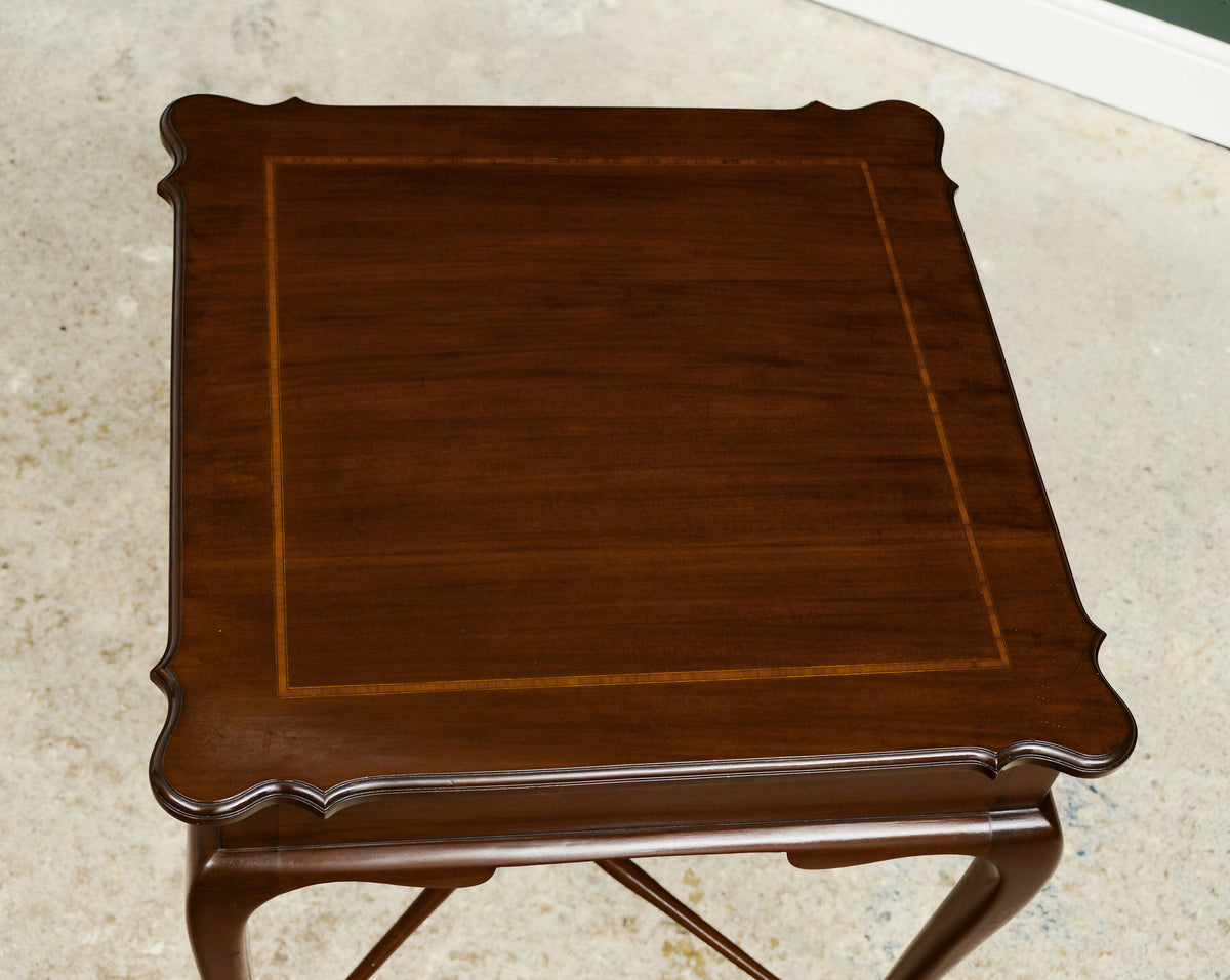 Antique Solid Mahogany Square Occasional Side Table