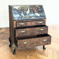 Solid walnut chinoisorie burr wood black gold bureau desk drawers