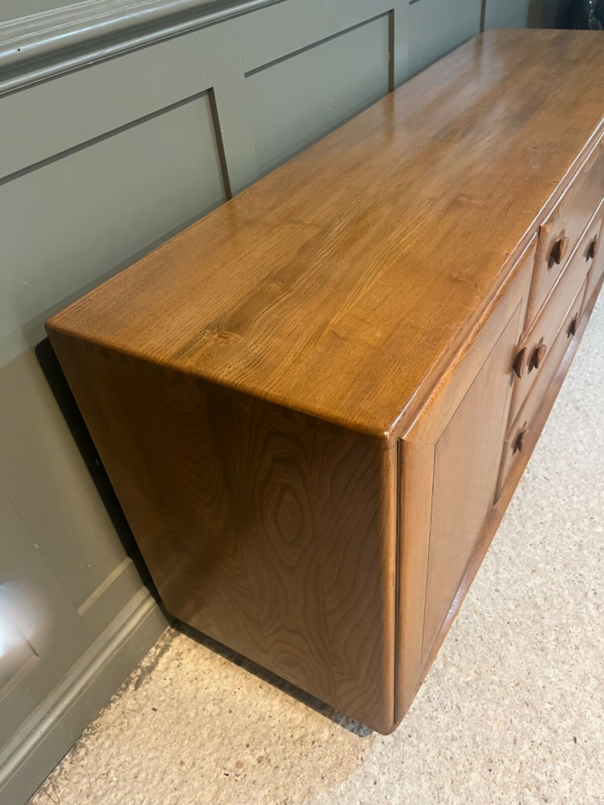 Vintage Ercol Sideboard Model No. 455 Solid Elm
