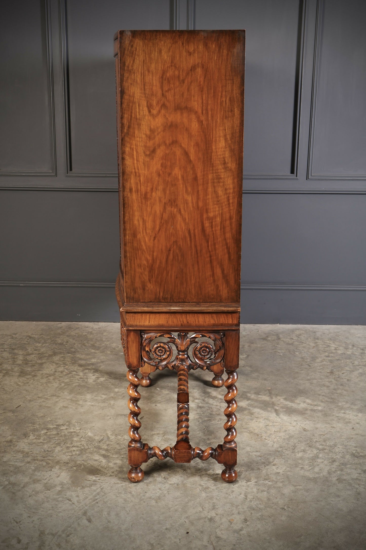 Double Bow Front Burr Walnut Drinks Cocktail Cabinet