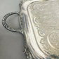 Serving Tray Vintage Metal Ornate Engraved Twin Handle English Tray LOT 6444