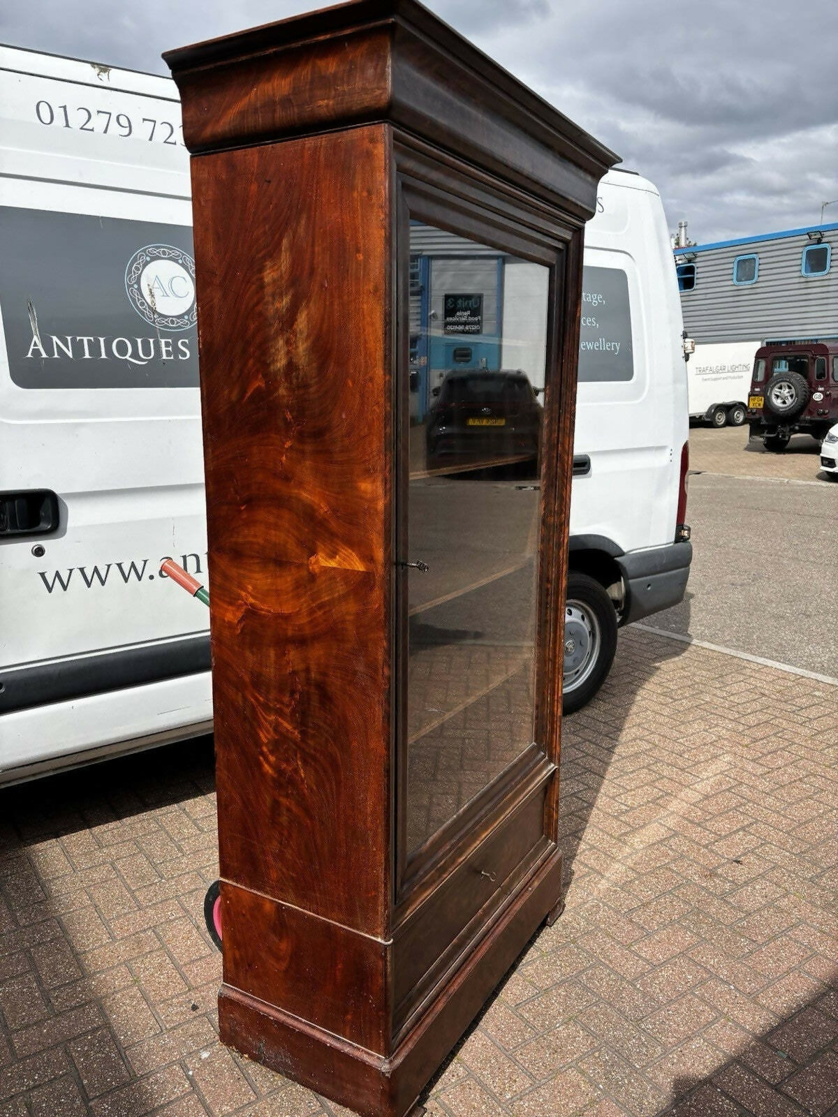 Victorian Glazed Bookcase With Adjustable Shelves & 2 Drawers