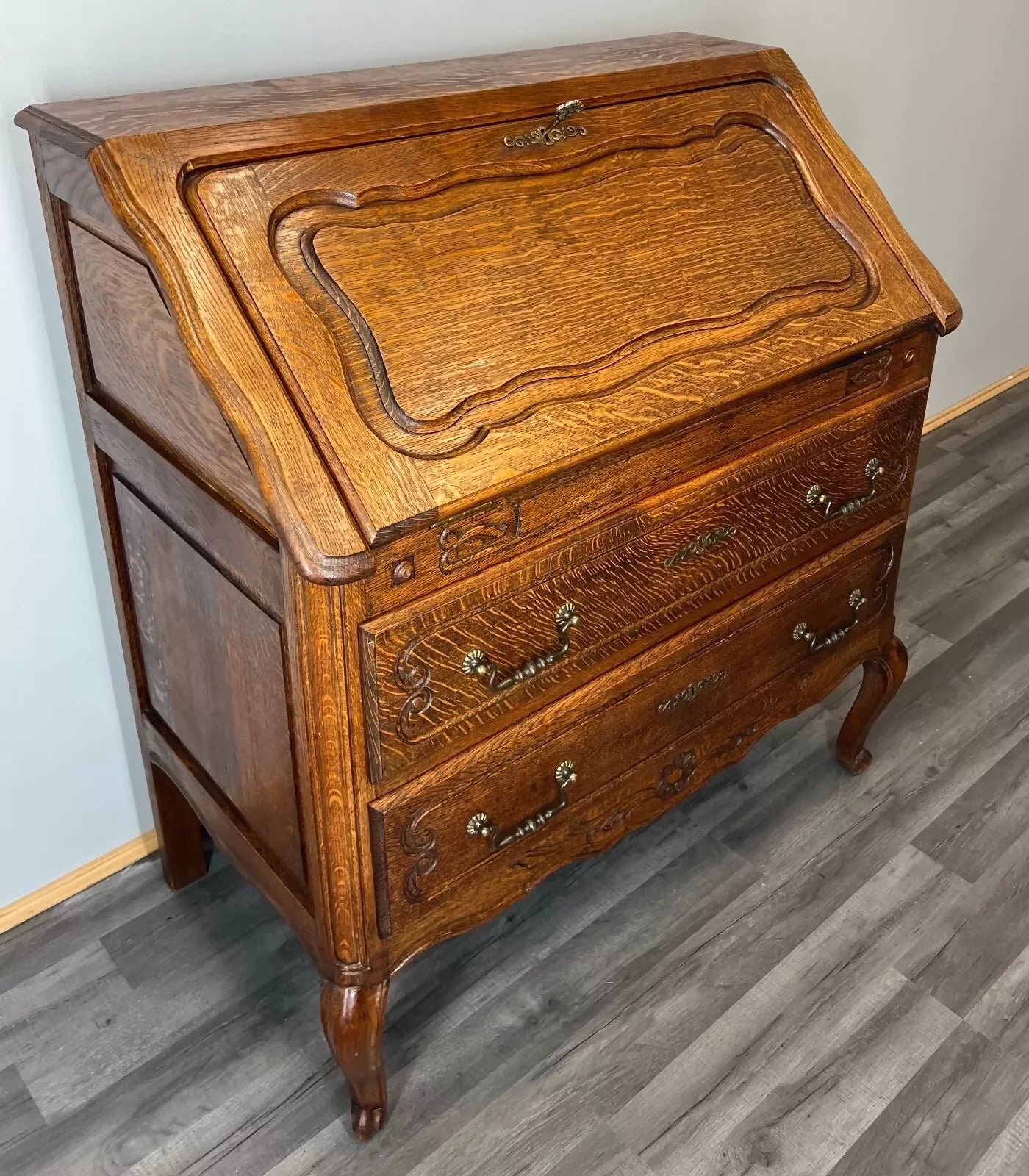 Secretaire Writing Desk Antique French Style Bureau Drop Front Cabinet LOT 3523