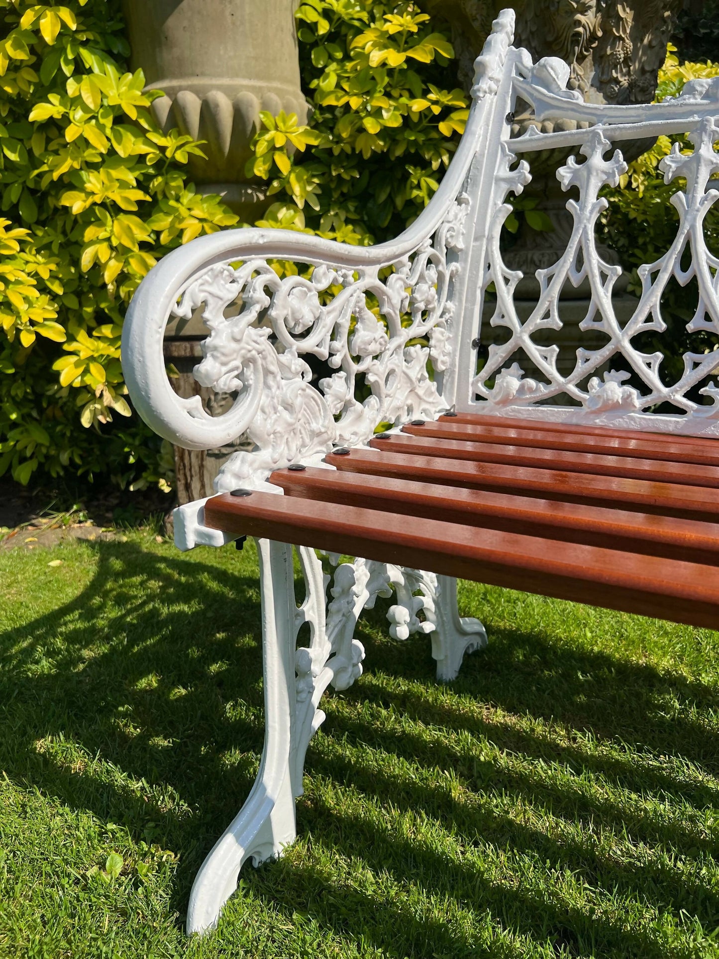 Coalbrookdale Style White Vintage Ornate Garden Bench