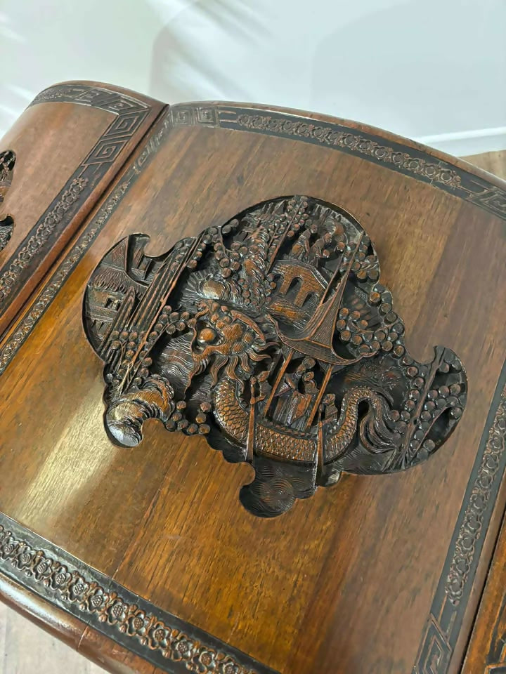 Oriental 1920s Cloud Shaped Carved Cabinet (Camphor Wood)
