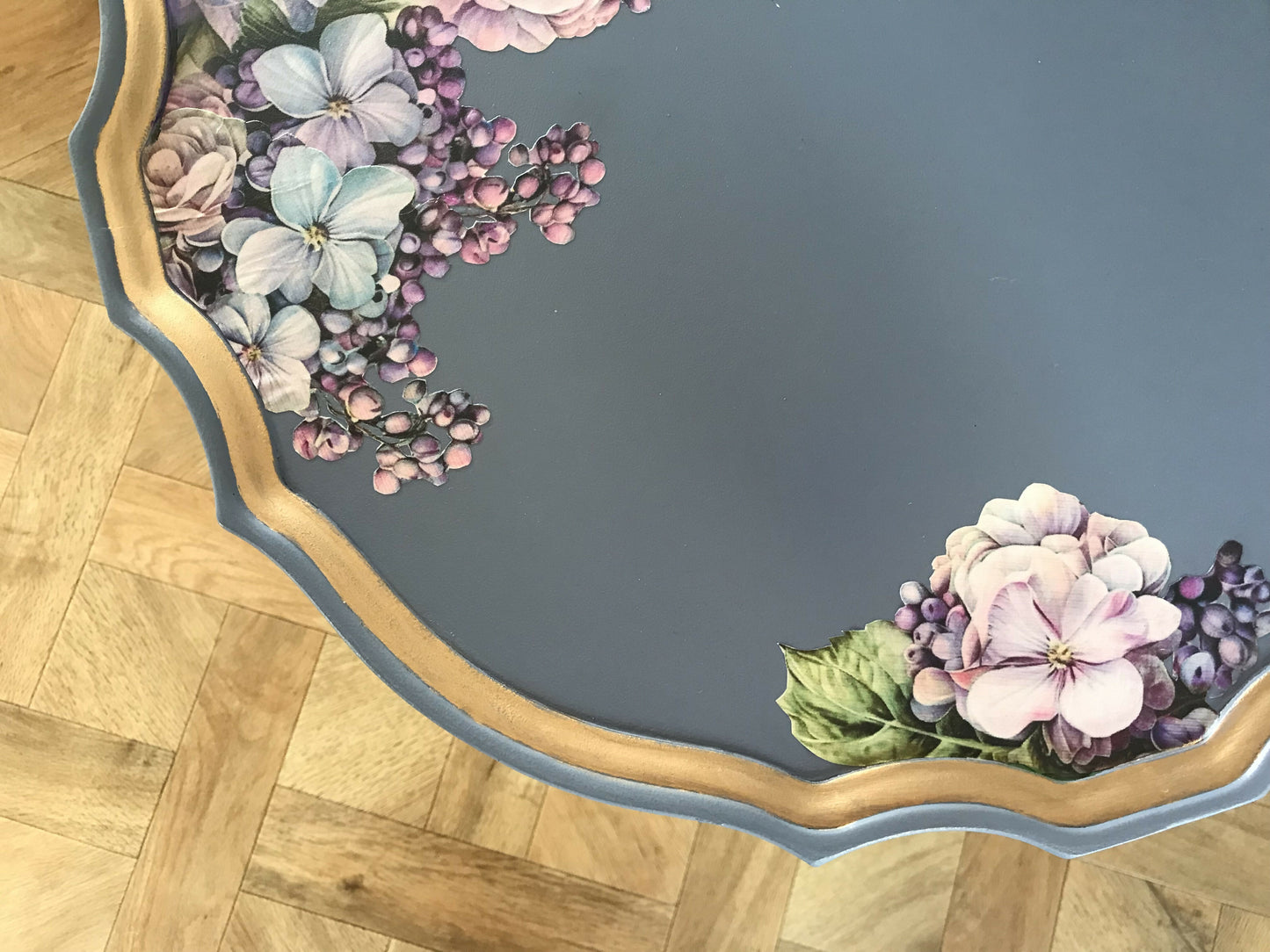 Vintage Side Table with Floral Decoupage