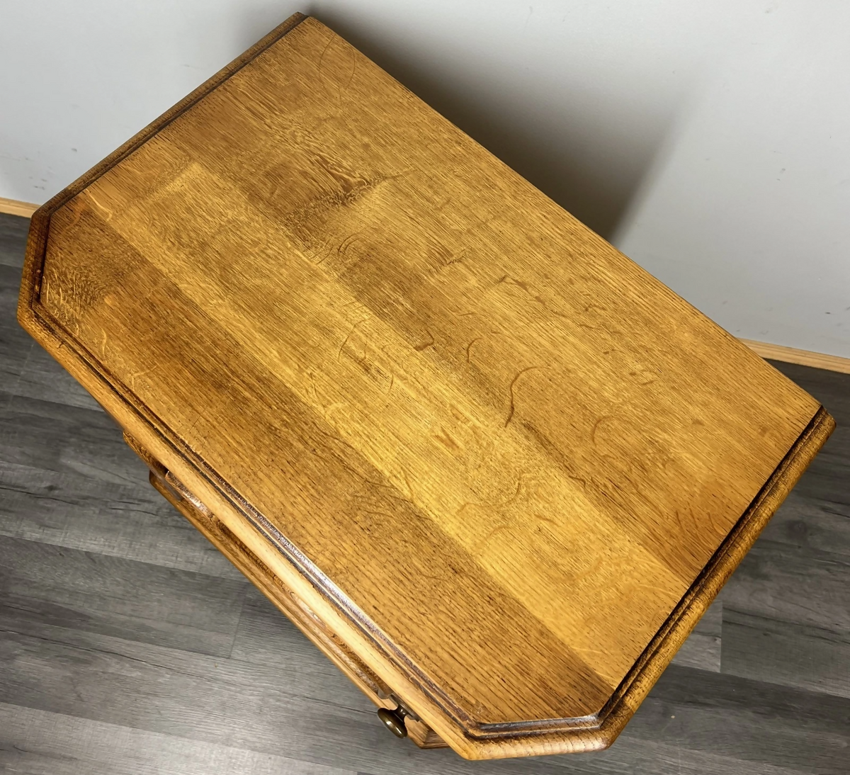 Pair of Bedside Tables Vintage French Nightstands Carved Oak Cabinets LOT 24289