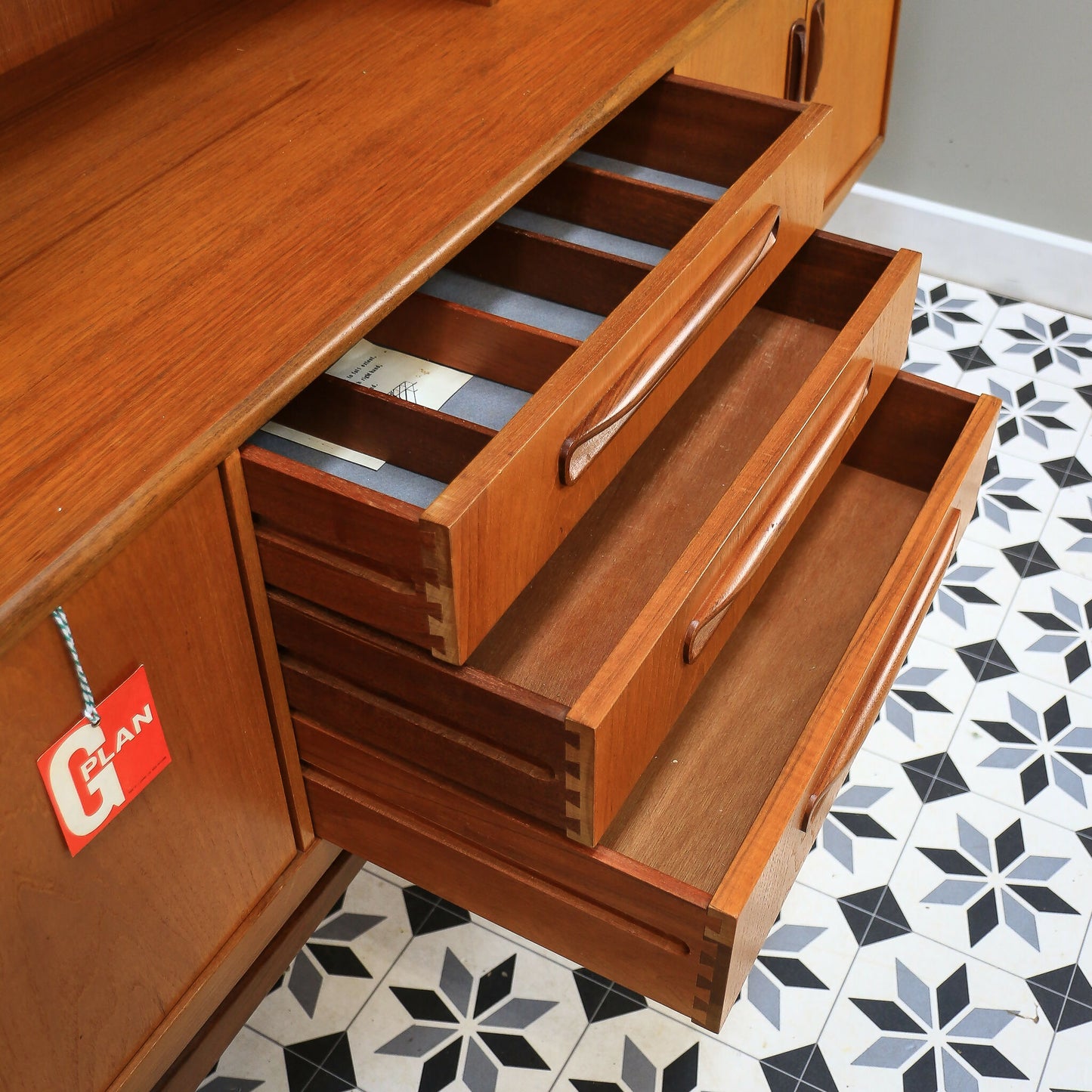 G Plan Fresco Sideboard Highboard in Teak 1975 with Drinks Cabinet