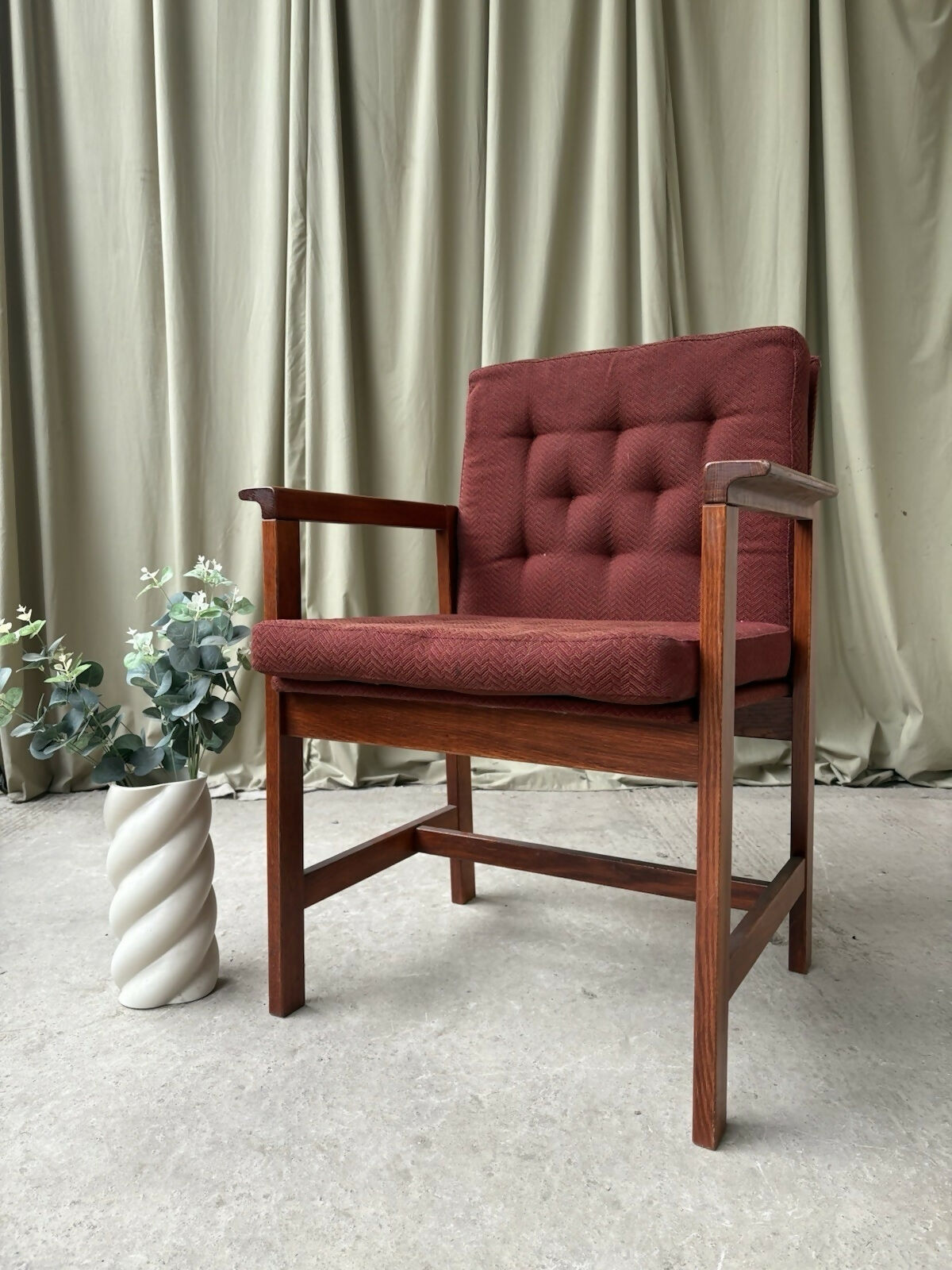 Vintage Late Mid Century Oak Chair Side Armchair Danish Scandi Retro R1087
