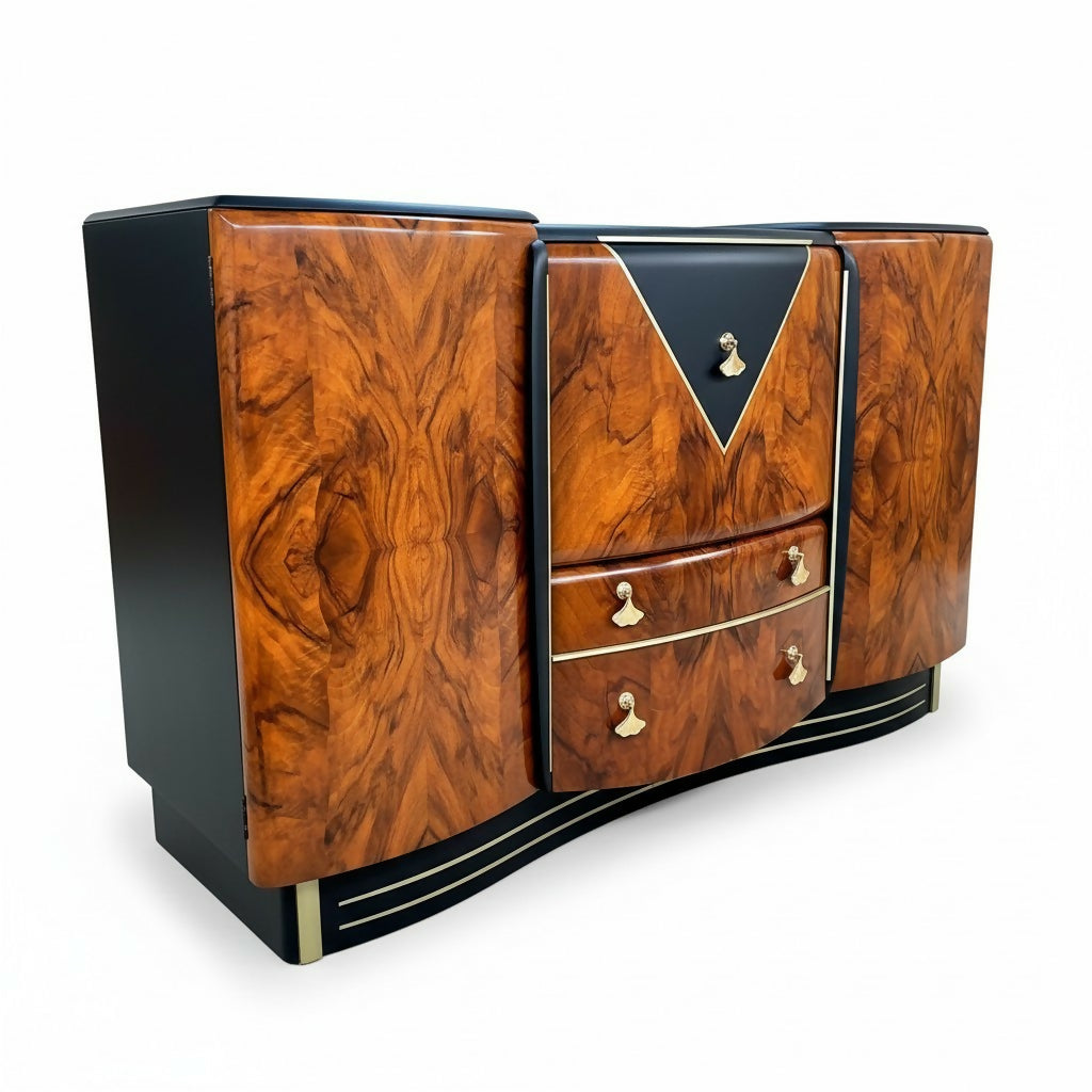 Burr Walnut 1930's Art Deco Cocktail Cabinet
