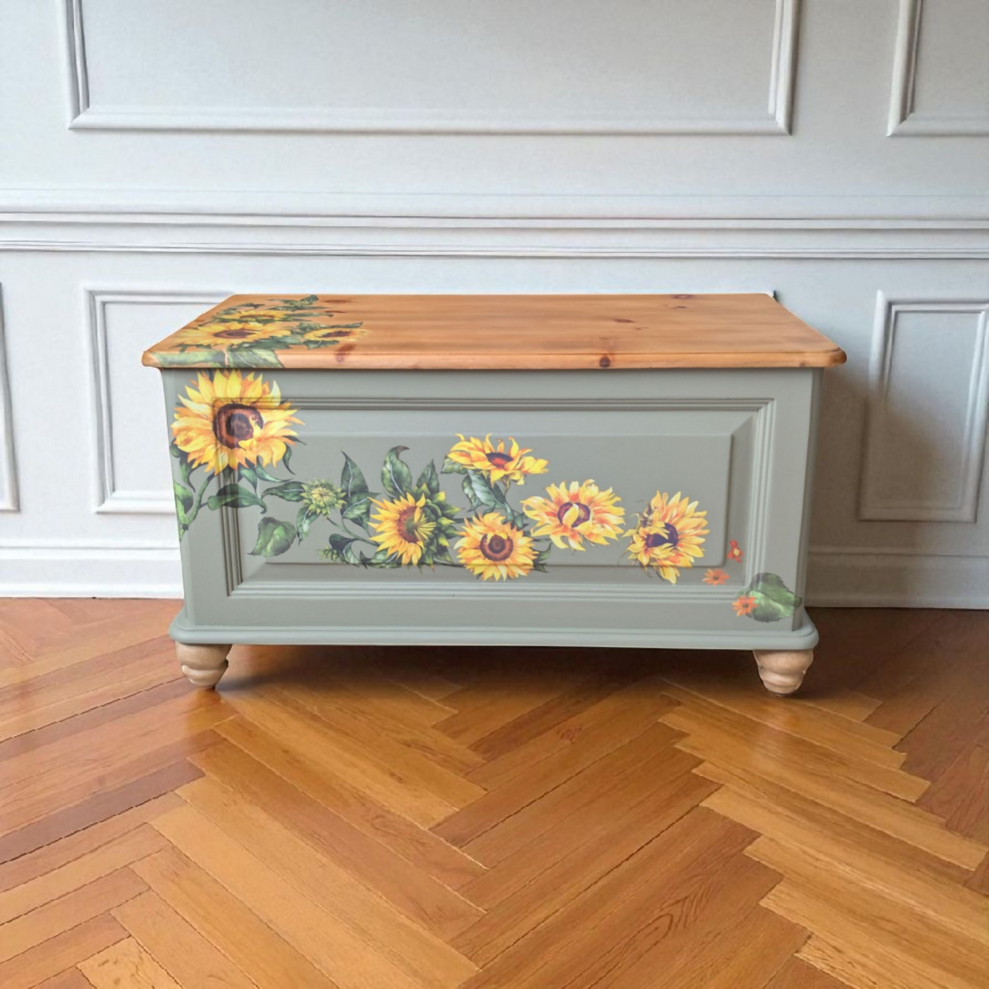 Vintage upcycled green blanket box rustic storage coffee table
