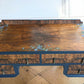 Vintage art deco navy blue walnut burr wood desk/ dressing table
