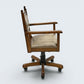 Vintage Wood Bros Old Charm Captains Office Chair Green Hide Leather Tilt Swivel