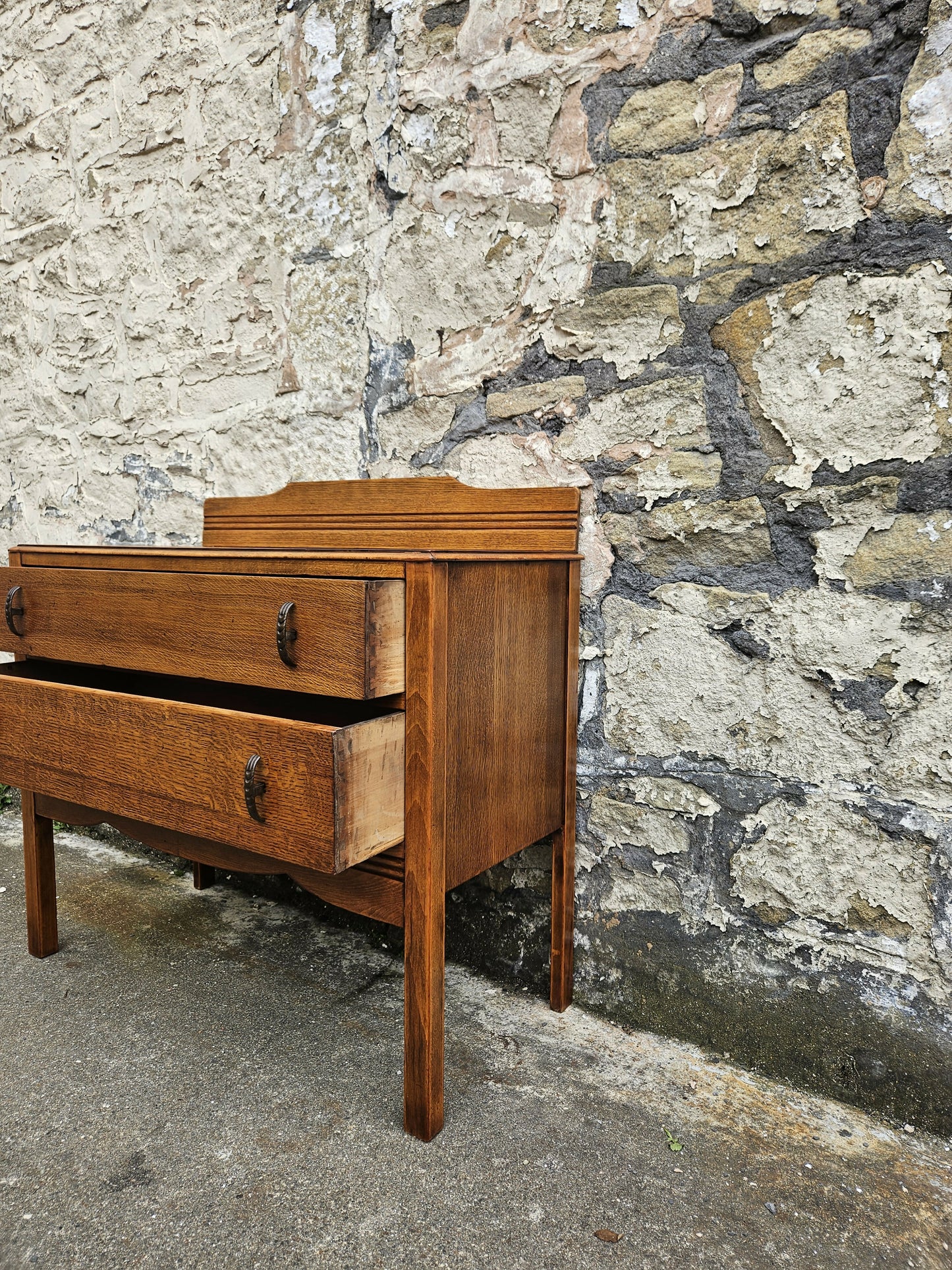 Vintage Chest Of Drawers Oak Two Drawer Cabinet