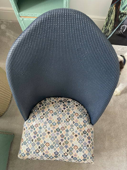 Mid century accent chair. Dark blue with matching material