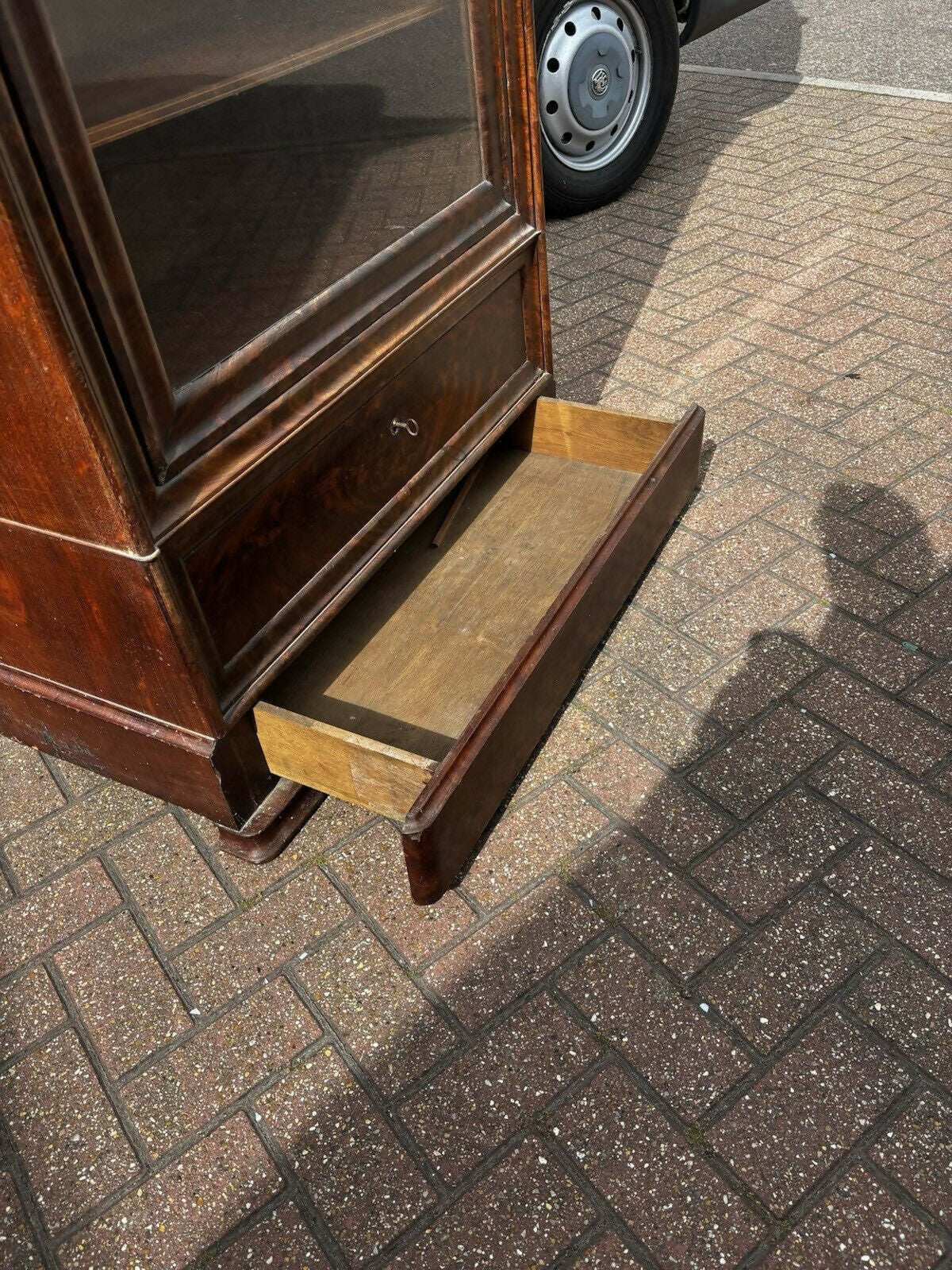 Victorian Glazed Bookcase With Adjustable Shelves & 2 Drawers