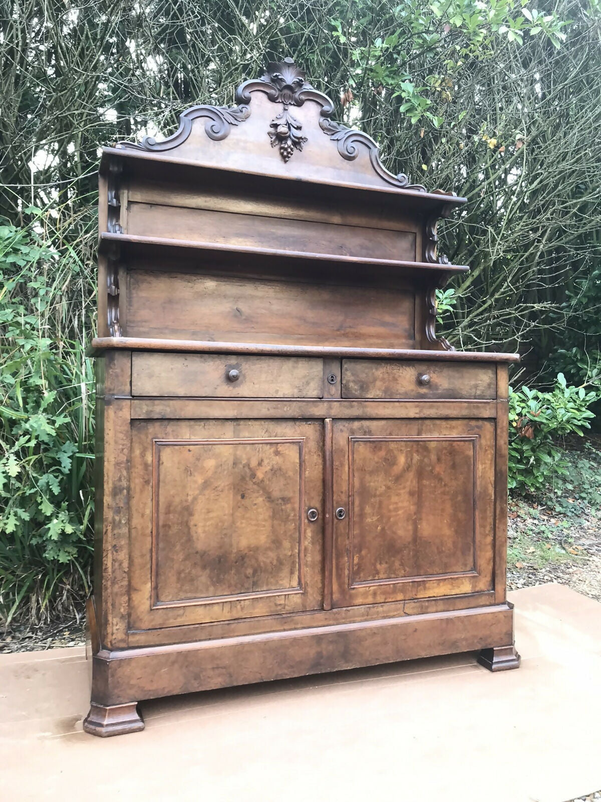 Antique Victorian Burle Walnut Veneer Chiffonier Dresser Server Buffet Sideboard