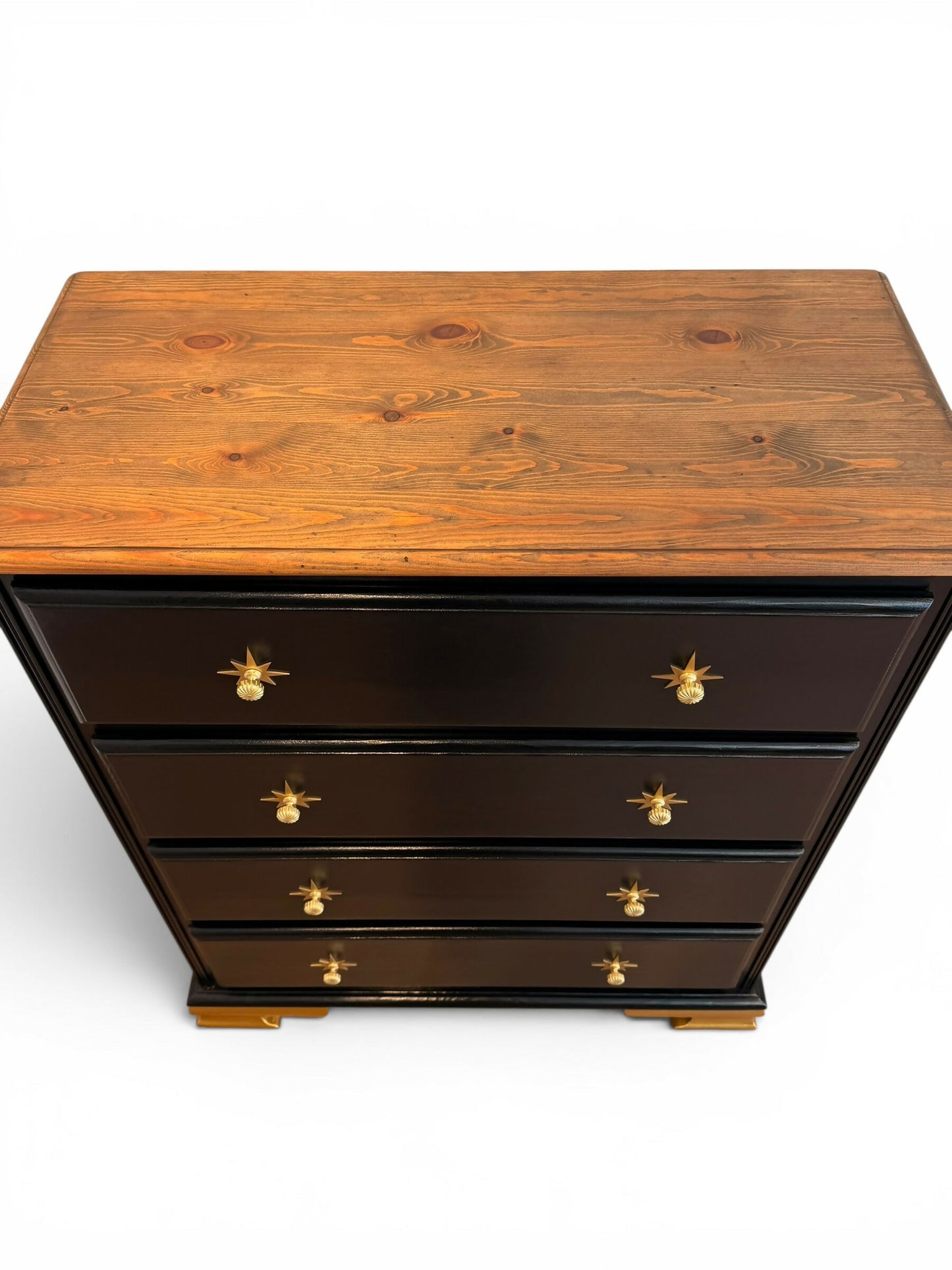 Luxury Black Starburst Chest of Drawers | Solid Wood | Vintage Refurbished Bespoke Furniture