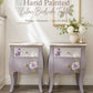 Hand-Painted Lavender Floral Bedside Tables | Vintage Upcycled Nightstands (Pair)