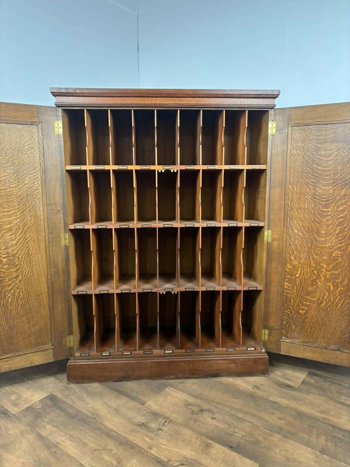 George V Oak Estate Cupboard with 36 Pigeonholes