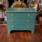 Vintage Heritage Green Chest of Drawers | Gold Bee Lined Drawers & Gold
