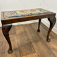 Vintage Oak Stool With Floral Tapestry Top