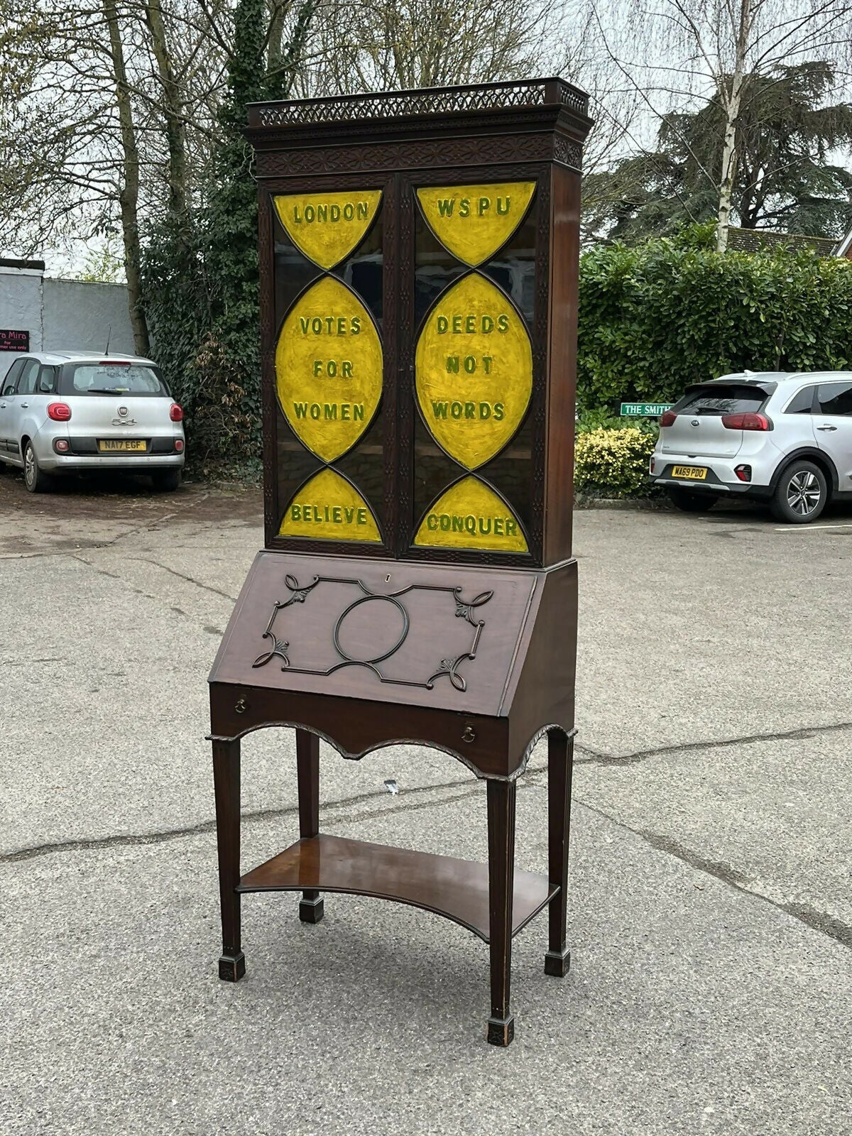 Suffragette WSPU Mahogany Vintage Bookcase Bureau