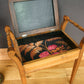 Edwardian Piano Stool – Newly Reupholstered in Bold Geometric Fabric | Vintage Statement Furniture