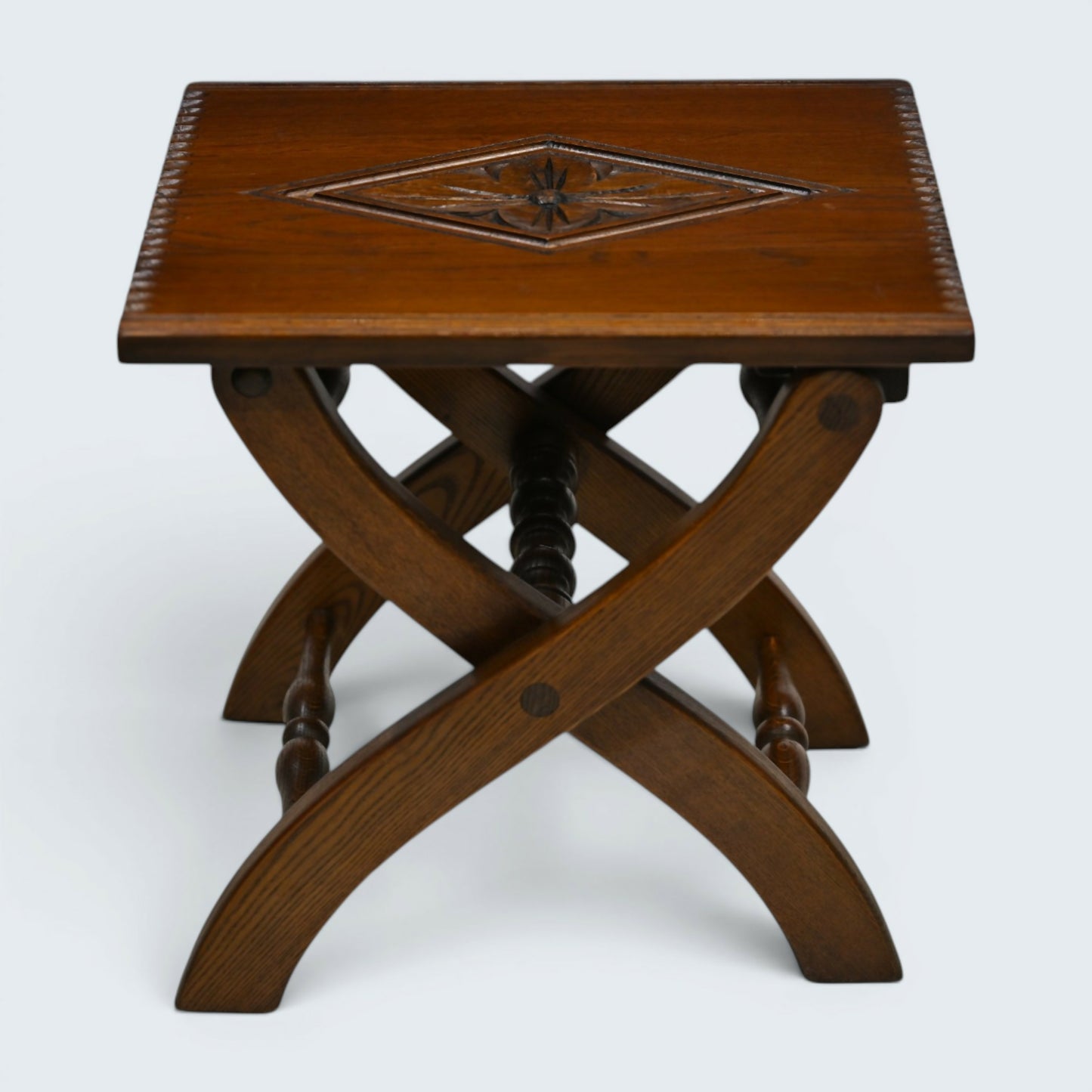 Old Charm Oak Folding Stool Coffee /Side Table FREE UK Delivery