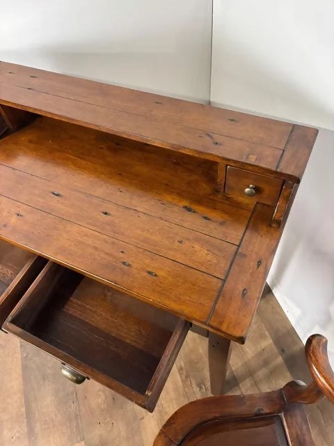 Reproduction Oriental Style Writing Table With Matching Corner Chair
