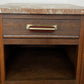 Bedside Table Antique French Style Oak Carved Marble Top Cabinet LOT 6601