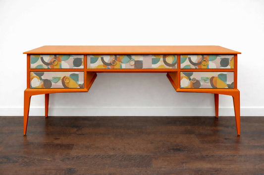 Mid-century Vintage Stag Dressing Table, Desk Painted Upcycled Furniture Custom Commission