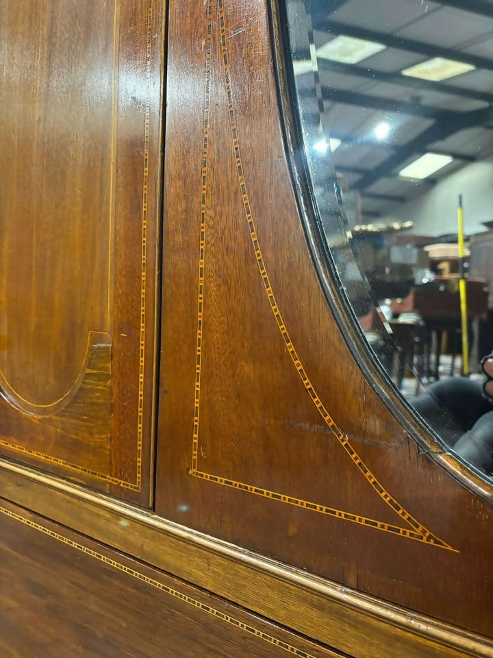 Edwardian Mahogany Inlaid Mirrored Wardrobe77