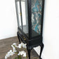 Bespoke Glass Door Display Cabinet With Turquoise Crane Bird Design