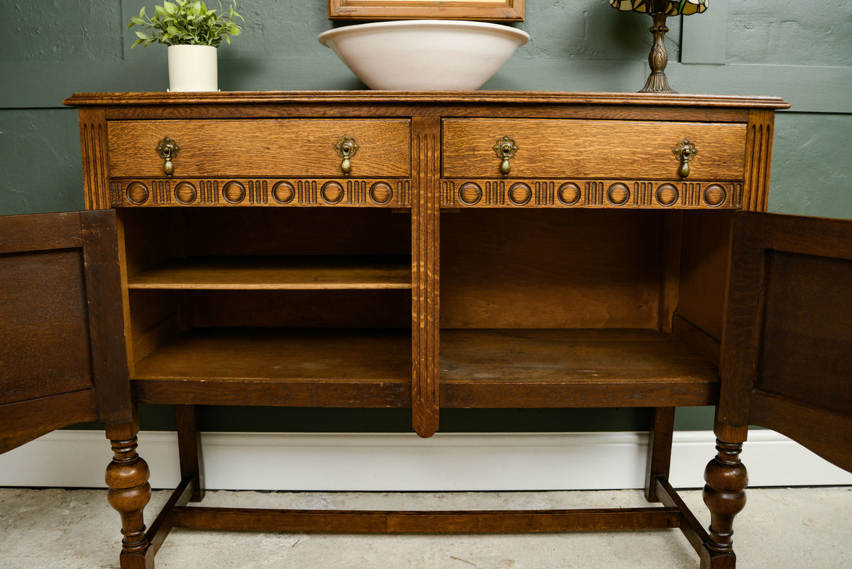 Early 20th Century Oak Sideboard Buffet - Ideal Bathroom Vanity Conversion