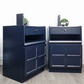 Nathan teak navy bedside tables