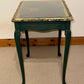 Hand Painted Decoupage Side Table with Glass Top – One of a Kind Green Parrot Design