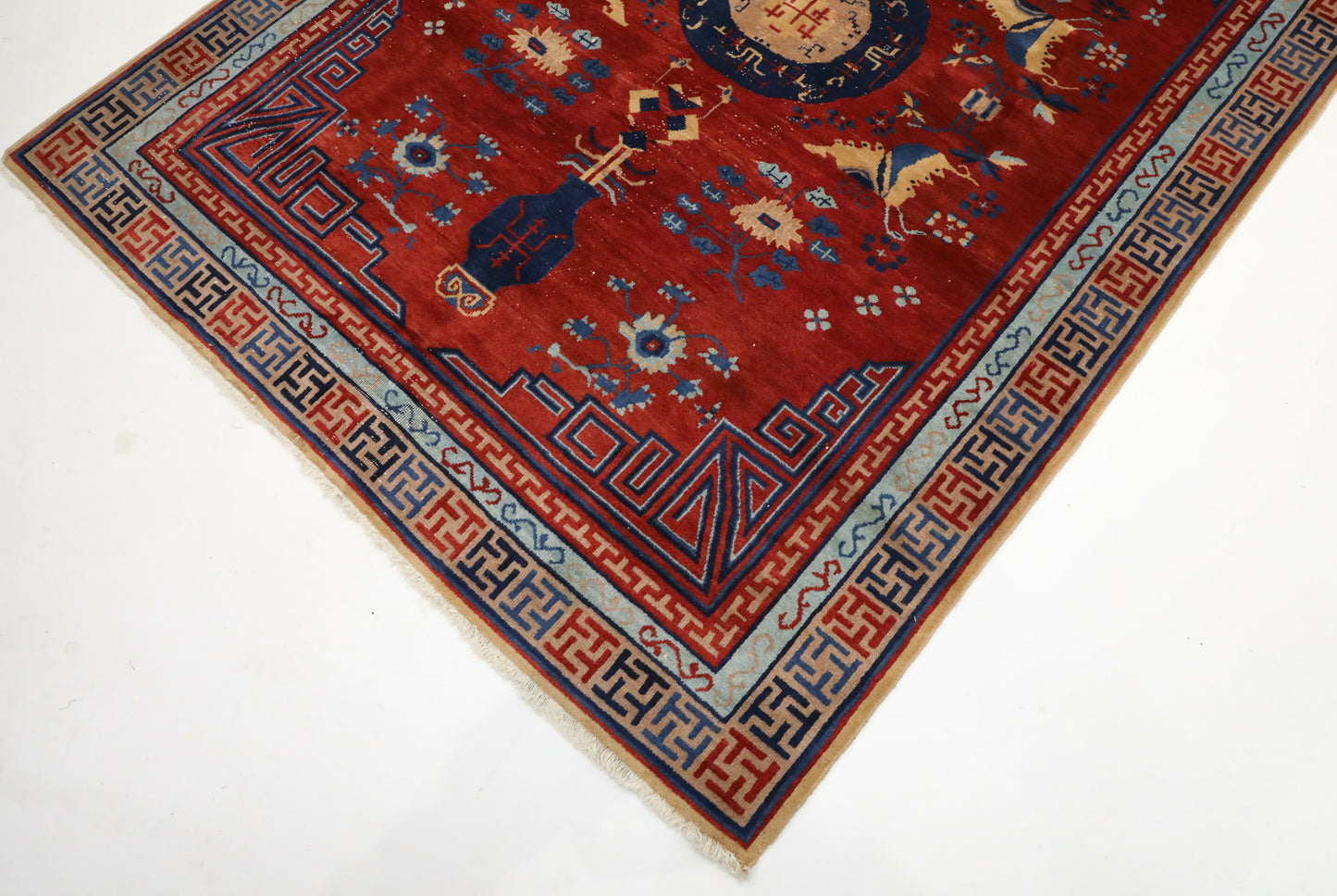 Antique Handmade Chinese Khotan Rug/Carpet Geometric Design FREE UK Delivery. SBR7123/2704B